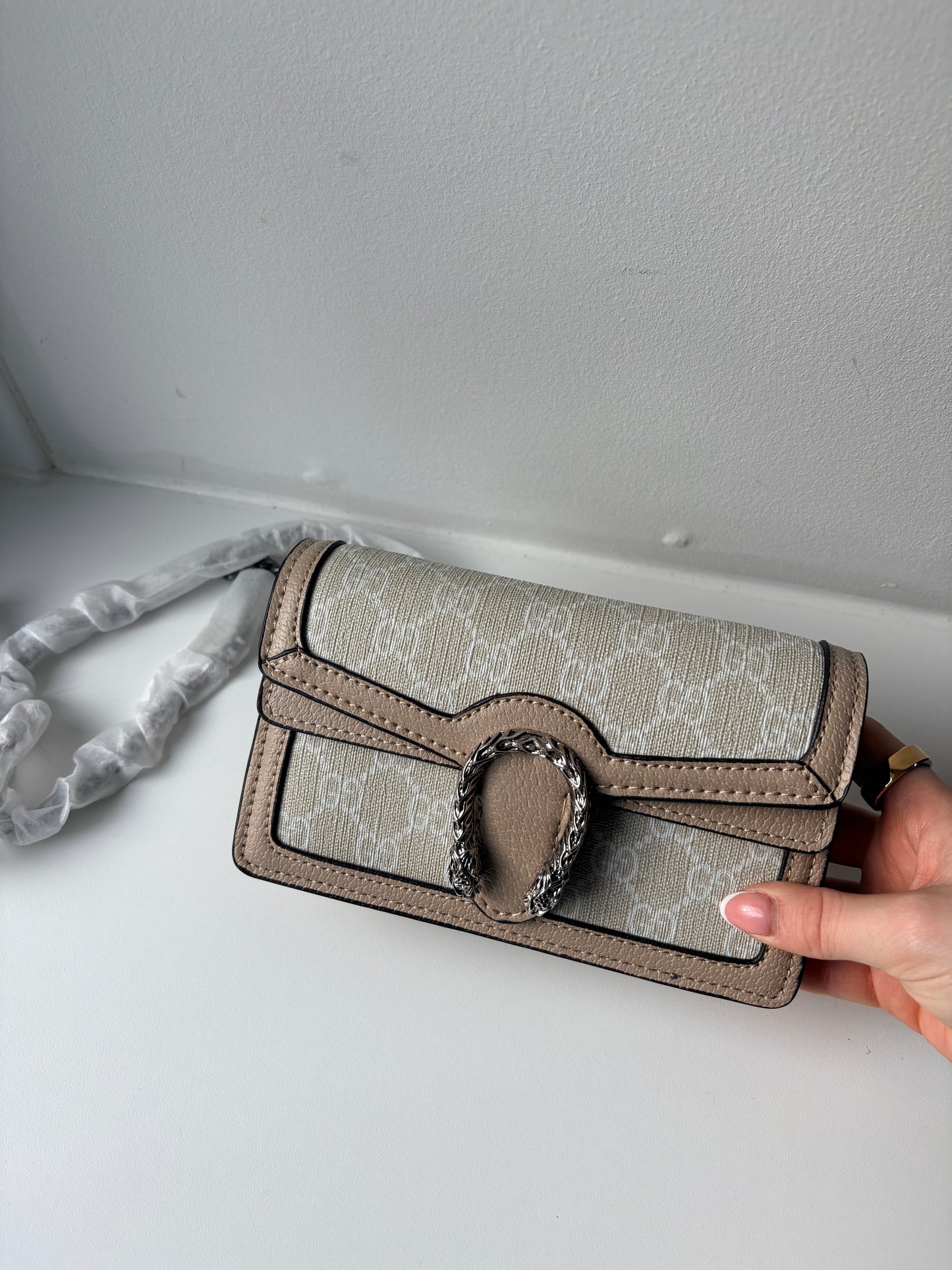In stock cream Buckle Handbag