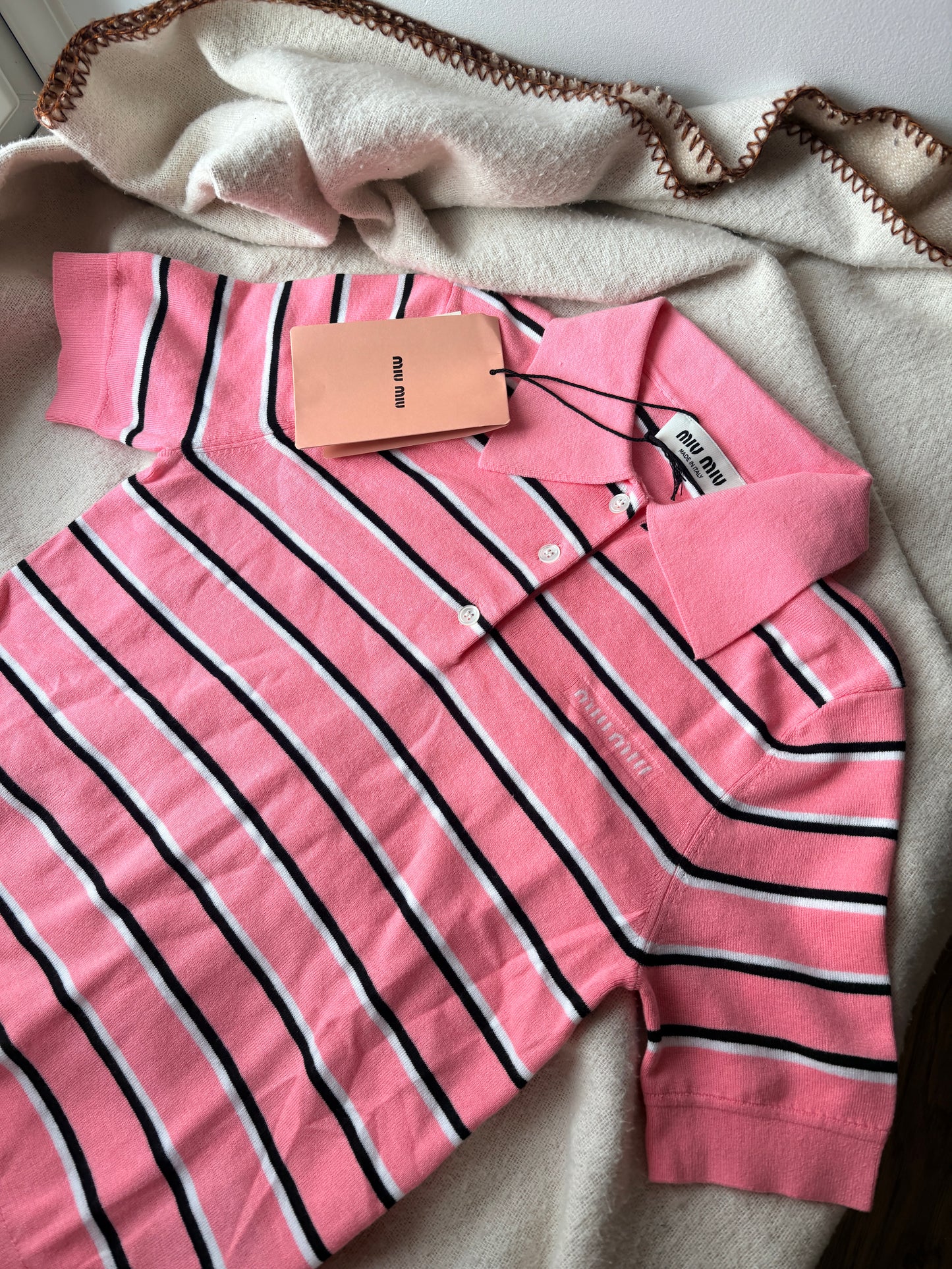 Pink striped t shirt