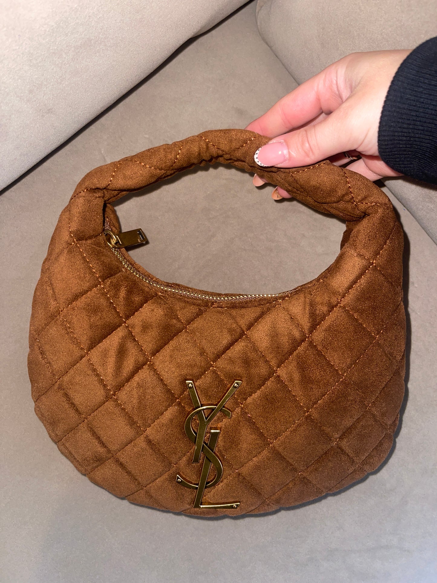 Faux Suede Handbag