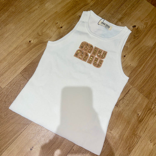 Gold glitter tank top