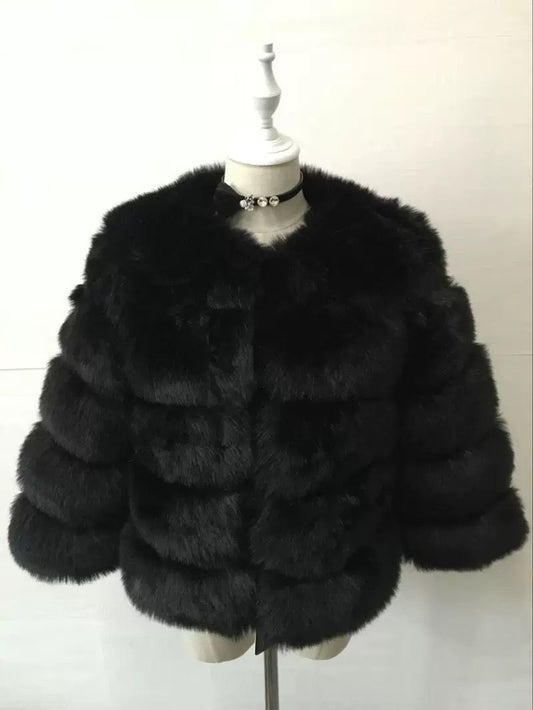 Faux Striped Fur Coat